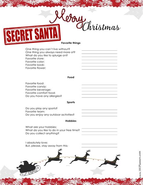 Printable Secret Santa